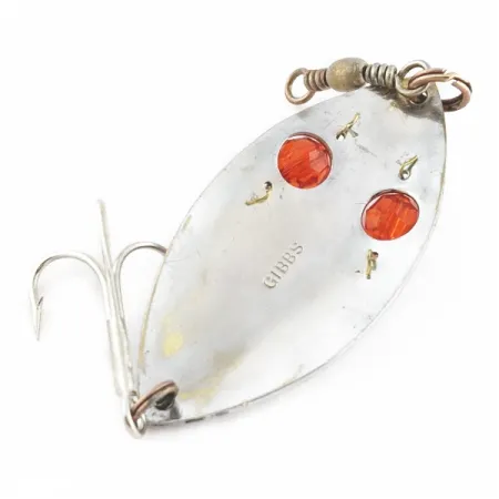 Vintage Gibbs Ruby Eye Wiggler, 1oz silver/red fishing spoon #24277
