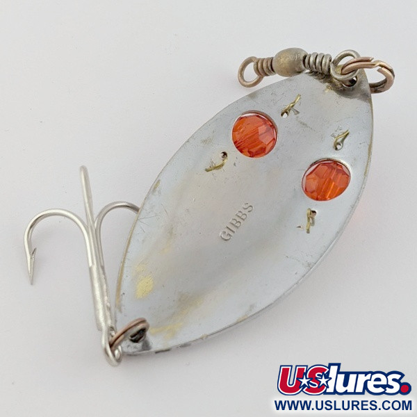 Vintage   Gibbs Ruby Eye Wiggler, 1oz silver/red fishing spoon #24277