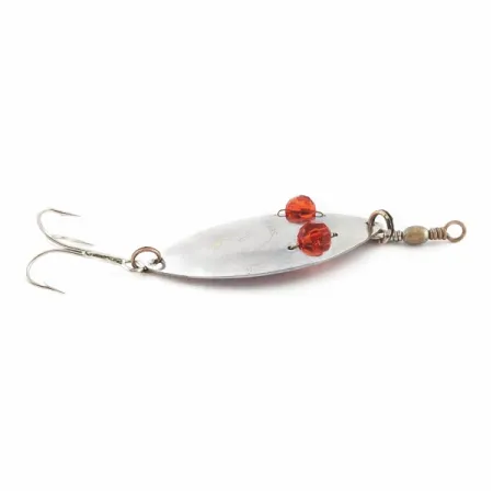 Vintage Gibbs Ruby Eye Wiggler, 1oz silver/red fishing spoon #24277
