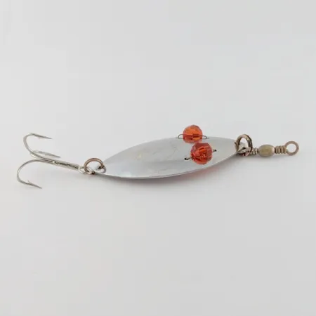 Vintage Gibbs Ruby Eye Wiggler, 1oz silver/red fishing spoon #24277