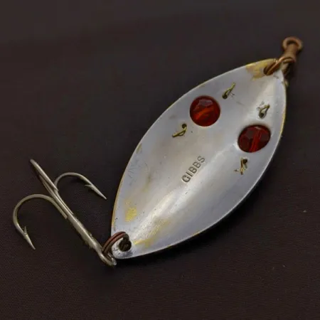 Vintage Gibbs Ruby Eye Wiggler, 1oz silver/red fishing spoon #24277
