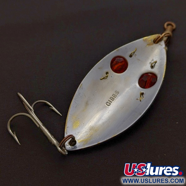 Vintage   Gibbs Ruby Eye Wiggler, 1oz silver/red fishing spoon #24277