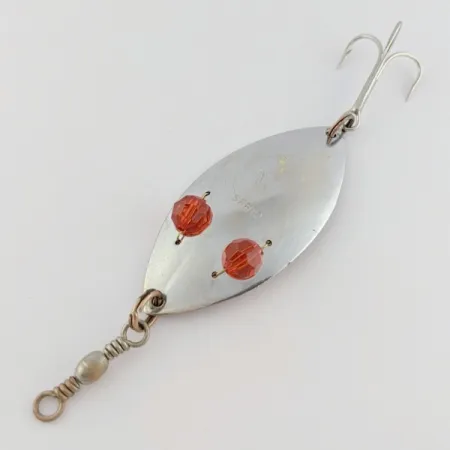 Vintage Gibbs Ruby Eye Wiggler, 1oz silver/red fishing spoon #24277