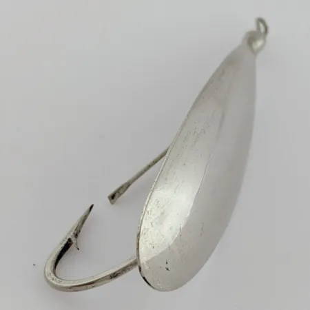 Vintage Johnson Silver Minnow Weedless, 2/5oz nickel fishing spoon #24285