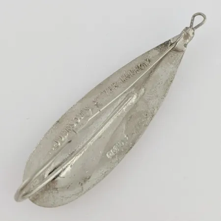 Vintage Johnson Silver Minnow Weedless, 2/5oz nickel fishing spoon #24285