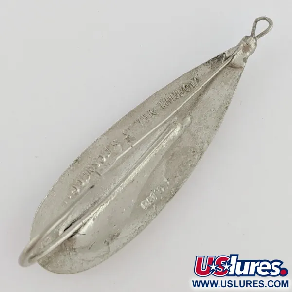 Vintage   Johnson Silver Minnow Weedless, 2/5oz nickel fishing spoon #24285