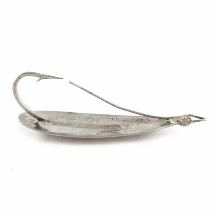 Vintage Johnson Silver Minnow Weedless, 2/5oz nickel fishing spoon #24285