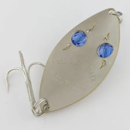 Vintage Hofschneider Red Eye Wiggler, 1oz silver/brass/blue eyes fishing spoon #24287