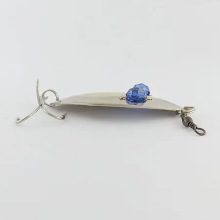 Vintage Hofschneider Red Eye Wiggler, 1oz silver/brass/blue eyes fishing spoon #24287