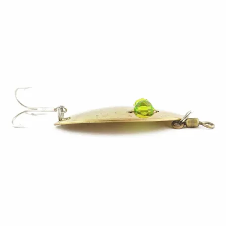 Vintage Hofschneider Red Eye Wiggler, 1oz gold/green fishing spoon #24288