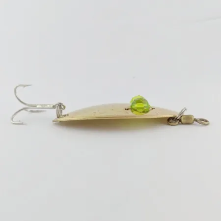 Vintage Hofschneider Red Eye Wiggler, 1oz gold/green fishing spoon #24288