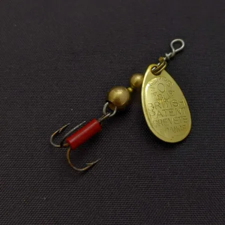 Vintage Mepps Aglia 0 (1960s), 3/32oz gold spinning lure #24289
