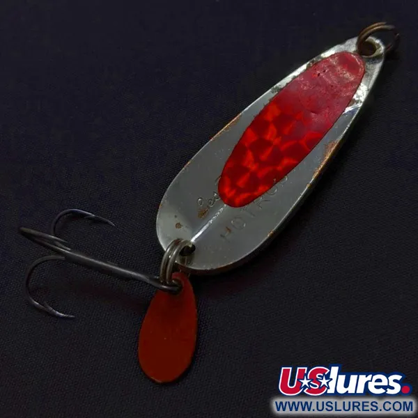 Vintage   Les Davis Hotrod, 1/2oz nickel/red fishing spoon #24306
