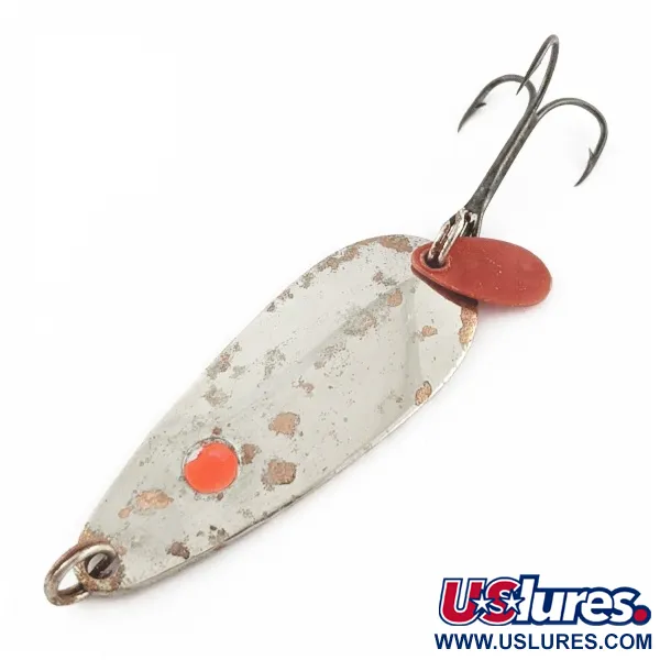 Vintage   Les Davis Hotrod, 1/2oz nickel/red fishing spoon #24306