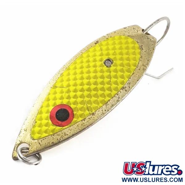 Vintage  Captain Mikes Aqua Dream Living Weedless Aqua Dream, 2/5oz Gold / yellow Scale fishing spoon #24317