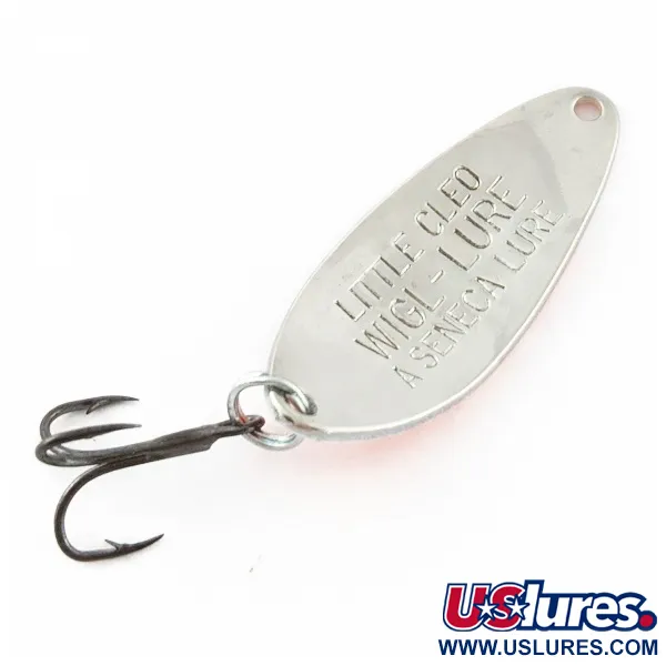 Vintage   Seneca Little Cleo UV, 1/4oz nickel/orange/white fishing spoon #24351