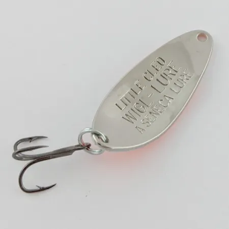 Vintage Seneca Little Cleo UV, 1/4oz nickel/orange/white fishing spoon #24351