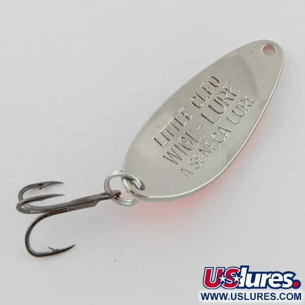 Vintage   Seneca Little Cleo UV, 1/4oz nickel/orange/white fishing spoon #24351