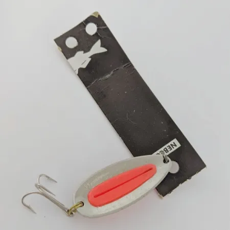 Nebco Pixee, 1/2oz  Nickel / Orange UV Glow in UV light, Fluorescent fishing spoon #24352