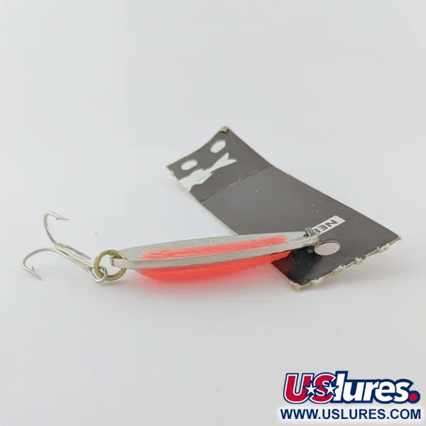   Nebco Pixee, 1/2oz  Nickel / Orange UV Glow in UV light, Fluorescent fishing spoon #24352