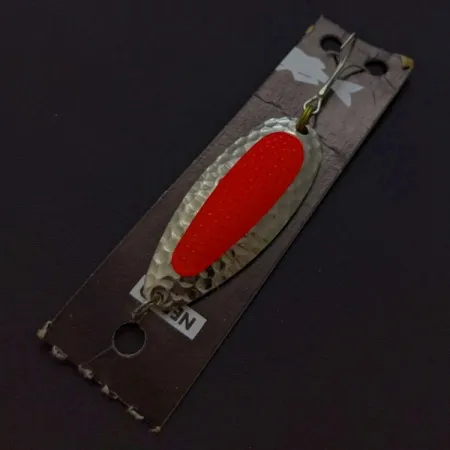 Nebco Pixee, 1/2oz  Nickel / Orange UV Glow in UV light, Fluorescent fishing spoon #24352