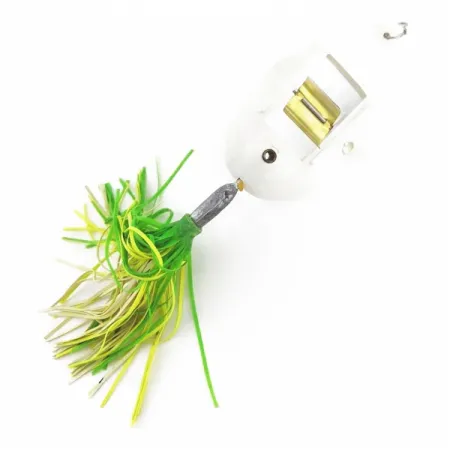 Vintage Norman Weedwalker, 2/3oz white/yellow/green fishing spoon #24354