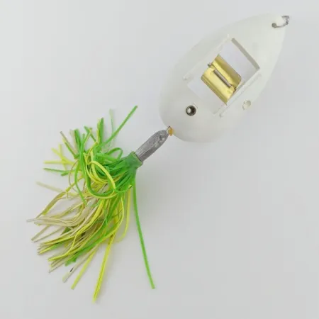 Vintage Norman Weedwalker, 2/3oz white/yellow/green fishing spoon #24354