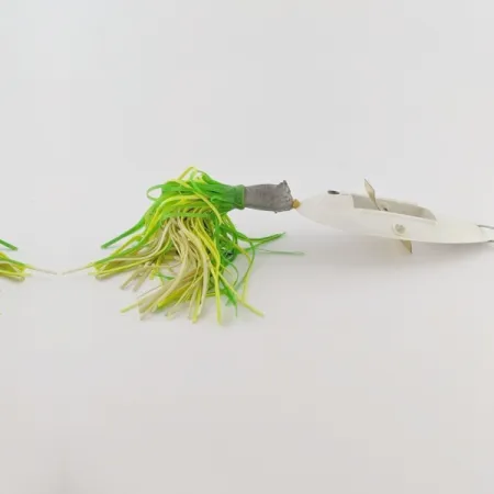 Vintage Norman Weedwalker, 2/3oz white/yellow/green fishing spoon #24354