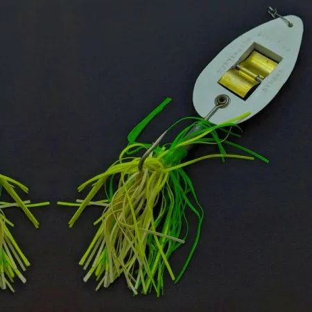 Vintage Norman Weedwalker, 2/3oz white/yellow/green fishing spoon #24354