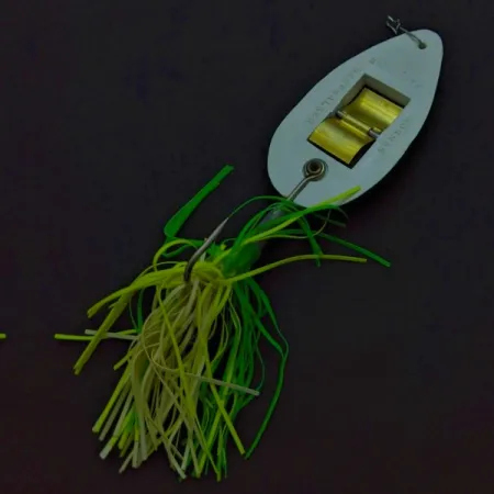 Vintage Norman Weedwalker, 2/3oz white/yellow/green fishing spoon #24354