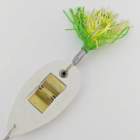 Vintage Norman Weedwalker, 2/3oz white/yellow/green fishing spoon #24354