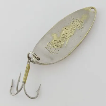 Vintage Seneca Little Cleo (Hula Girl), 1/2oz Nickel/gold fishing spoon #24365