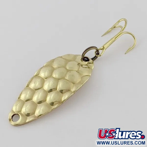 Vintage Acme Little Cleo bubbles, 1/8oz gold fishing spoon #24393