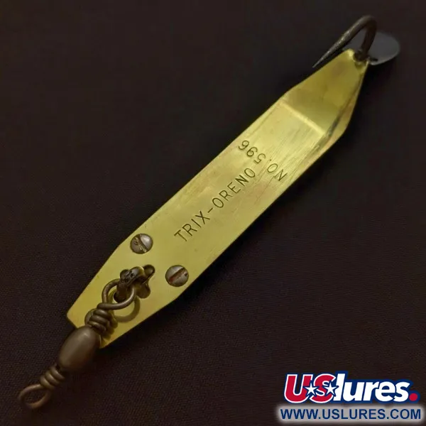 Vintage South Bend Trix-Oreno 596, 3/4oz gold fishing spoon #24395