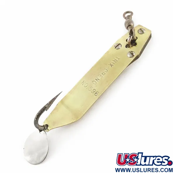 Vintage South Bend Trix-Oreno 596, 3/4oz gold fishing spoon #24395