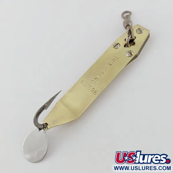 Vintage South Bend Trix-Oreno 596, 3/4oz gold fishing spoon #24395