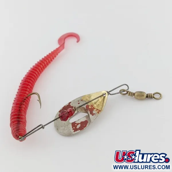 Vintage Pflueger June Bug №6, 1/4oz nickel/red spinning lure #24396
