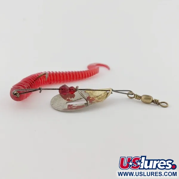 Vintage Pflueger June Bug №6, 1/4oz nickel/red spinning lure #24396