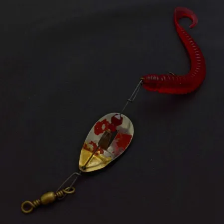 Vintage Pflueger June Bug №6, 1/4oz nickel/red spinning lure #24396