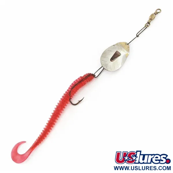 Vintage Pflueger June Bug №6, 1/4oz nickel/red spinning lure #24396