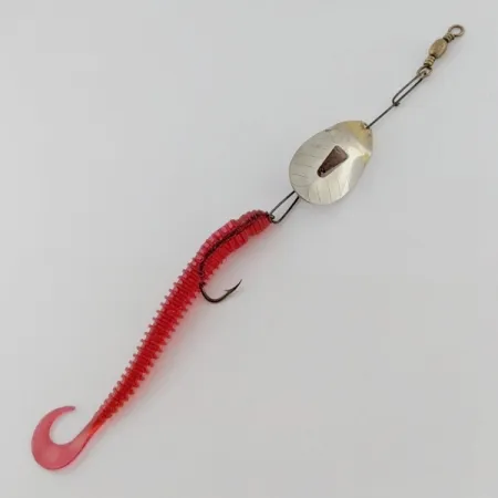 Vintage Pflueger June Bug №6, 1/4oz nickel/red spinning lure #24396