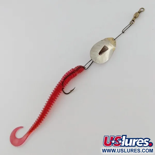 Vintage Pflueger June Bug №6, 1/4oz nickel/red spinning lure #24396