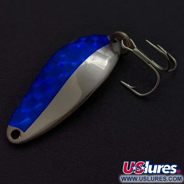 Vintage Seneca Little Cleo, 1/4oz nickel/blue fishing spoon #24402
