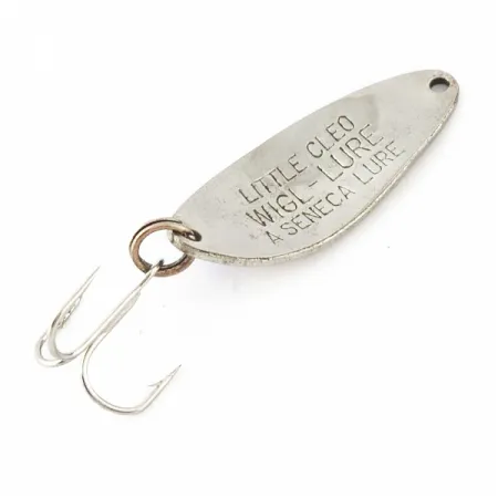 Vintage Seneca Little Cleo, 1/4oz nickel/blue fishing spoon #24402