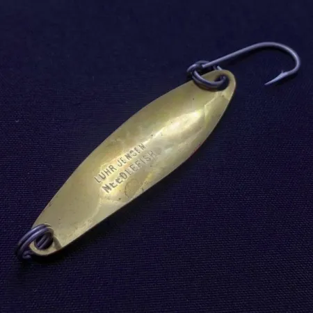 Vintage Luhr Jensen Needlefish 2, 3/32oz white//red/brass fishing spoon #24417