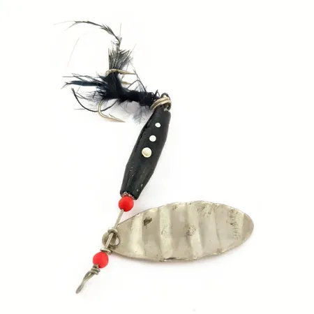 Vintage Dolphin Marble Spinner (Japan), 1/4oz nickel/black spinning lure #24421