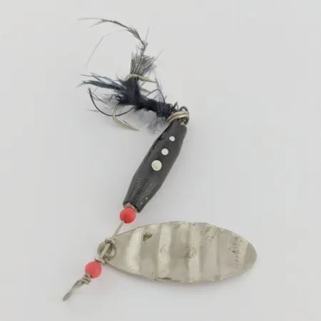 Vintage Dolphin Marble Spinner (Japan), 1/4oz nickel/black spinning lure #24421