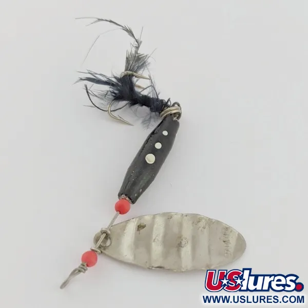 Vintage Dolphin Marble Spinner (Japan), 1/4oz nickel/black spinning lure #24421