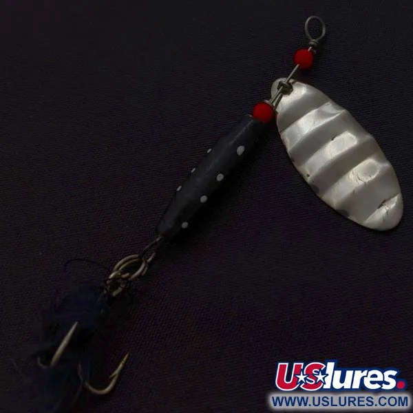 Vintage Dolphin Marble Spinner (Japan), 1/4oz nickel/black spinning lure #24421