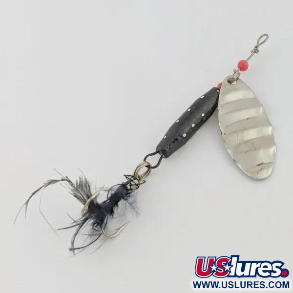 Vintage Dolphin Marble Spinner (Japan), 1/4oz nickel/black spinning lure #24421